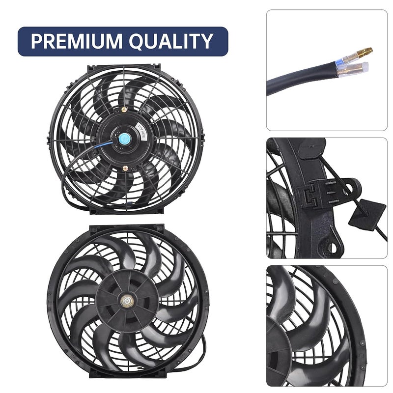 BATONECO 12" Electric Radiator Cooling Fan Thermostat Wiring Switch Relay Kit, 12V Cooling Radiator Fan with 120W 1000 CFM Slim High Performance Universal (Black) - Image 3